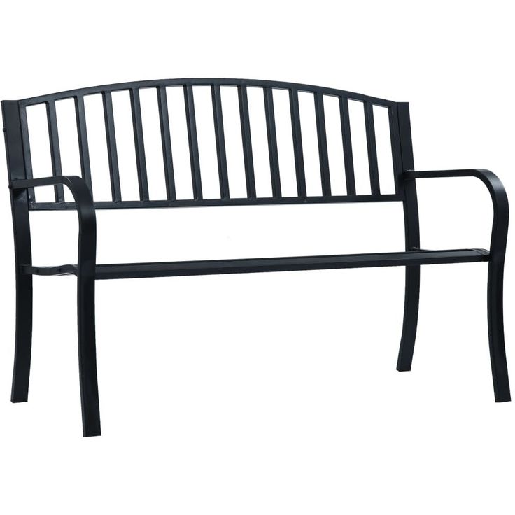 Puutarhapenkki, 125x53x82 cm, musta teräs