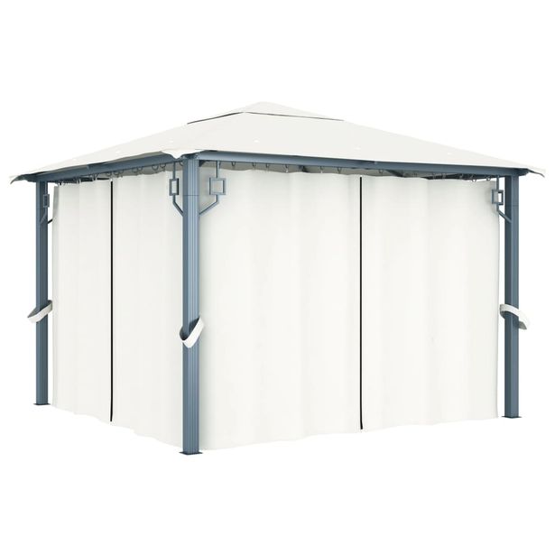 Paviljonki verhoilla, 300x300cm, alumiini, kerma
