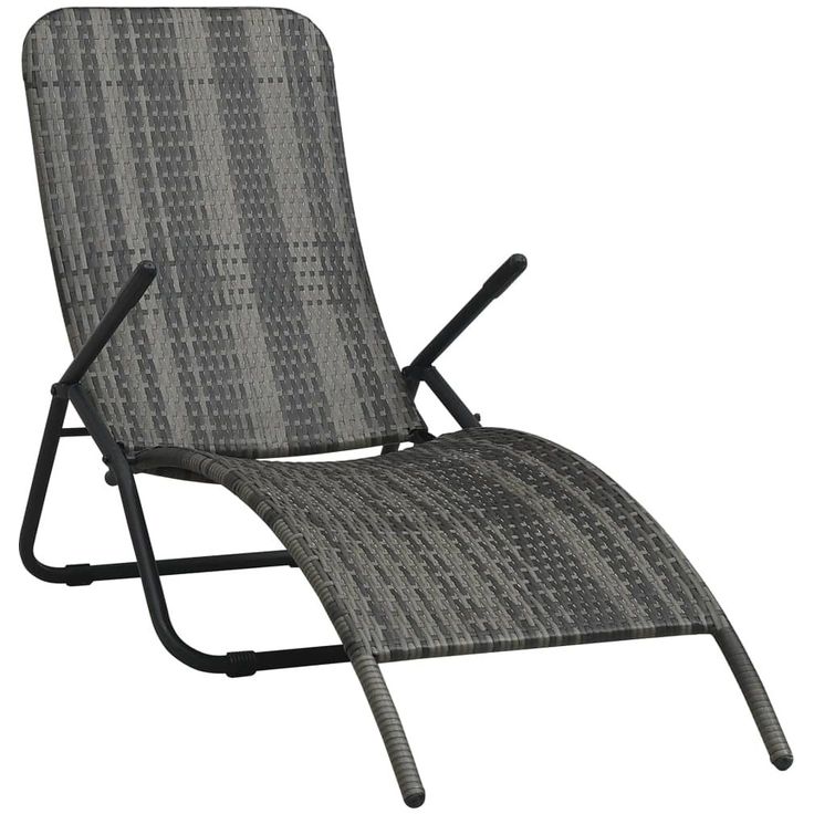 Kokoontaitettava aurinkotuoli, 141x61x95 cm, harmaa polyrottinki
