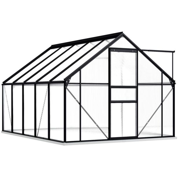 Kasvihuone alumiinirungolla 5,89 m², 190x310x202 cm, antrasiitti
