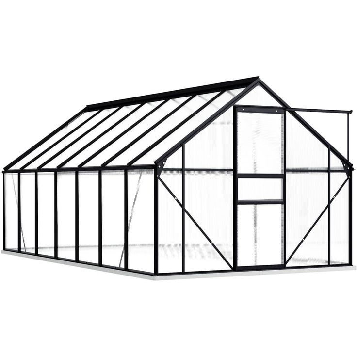 Kasvihuone alumiinirungolla 8,17 m², 190x430x202 cm, antrasiitti