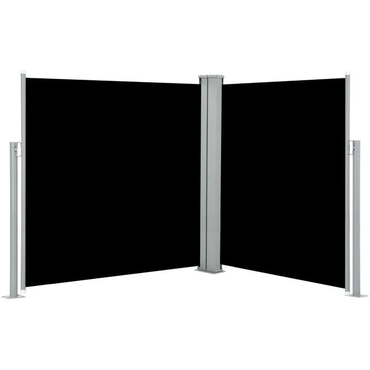 Sisäänvedettävä terassin tuplasivumarkiisi, 170x600 cm, musta