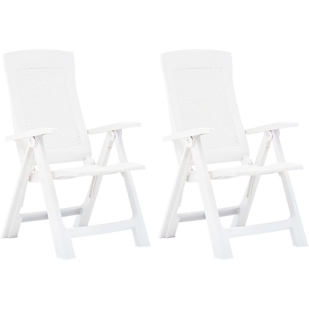 Puutarhan nojatuolit 2 kpl, 59x67x106 cm, muovi valkoinen