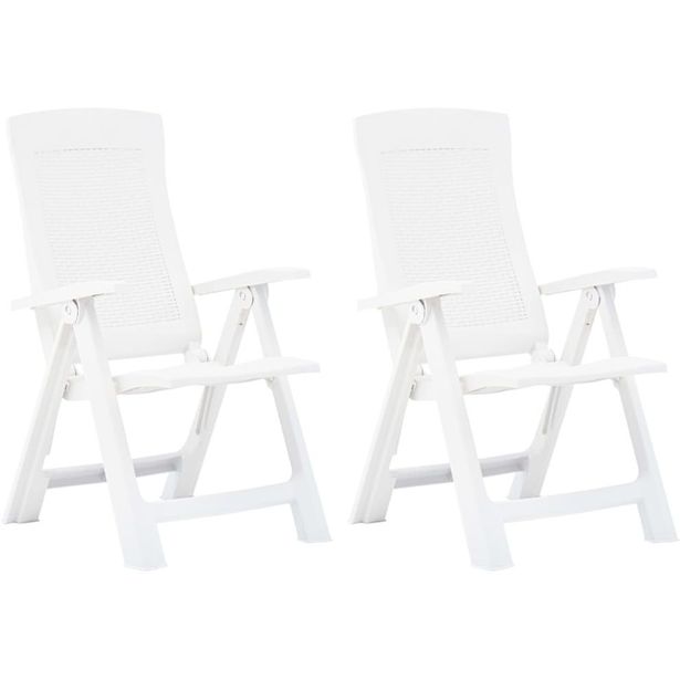 Puutarhan nojatuolit 2 kpl, 59x67x106 cm, muovi valkoinen