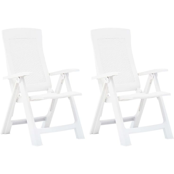 Puutarhan nojatuolit 2 kpl, 59x67x106 cm, muovi valkoinen