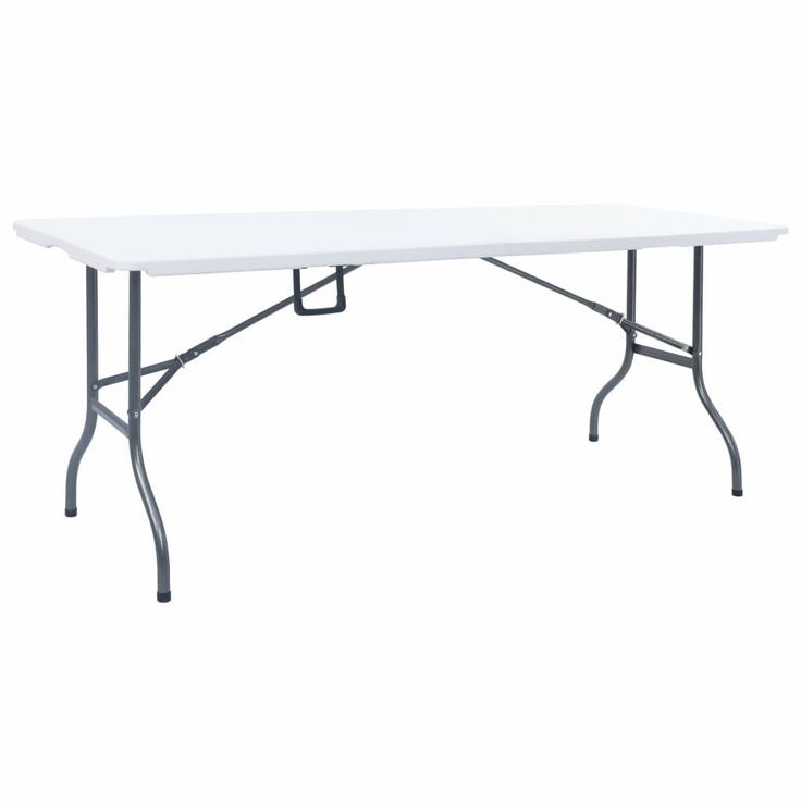 Kokoontaittuva puutarhapöytä valkoinen, 180x72x72 cm, polyeteeni