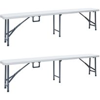 Kokoontaitettavat puutarhapenkit 2 kpl 180 cm hdpe valkoinen