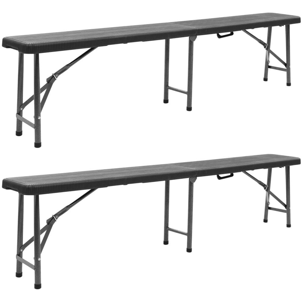 Kokoontaitettavat puutarhapenkit 2 kpl 180 cm hdpe musta