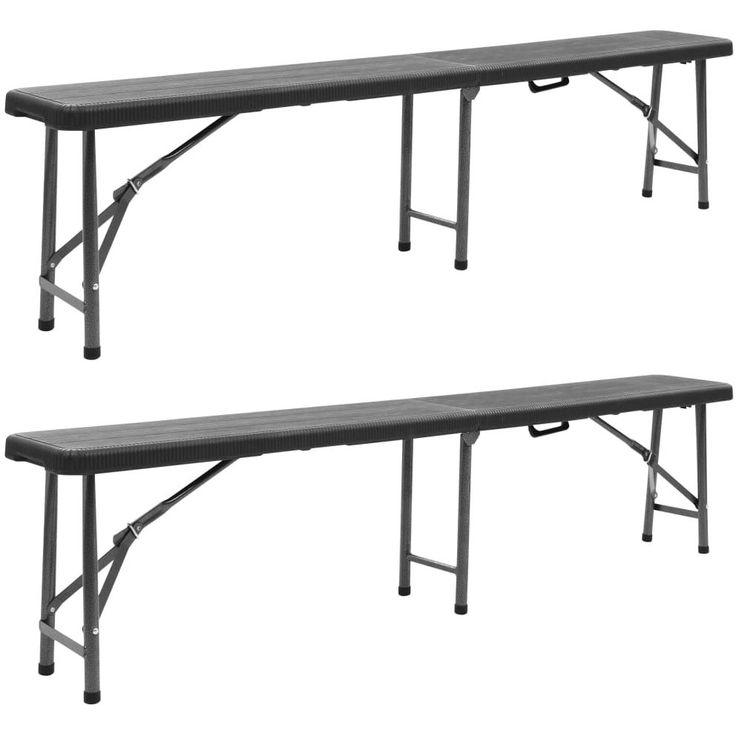 Kokoontaitettavat puutarhapenkit 2 kpl 180 cm hdpe musta_1