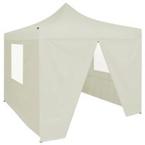 Juhlateltta kokoontaittuva, 4 sivuseinää, 2x2m, teräs, kerma