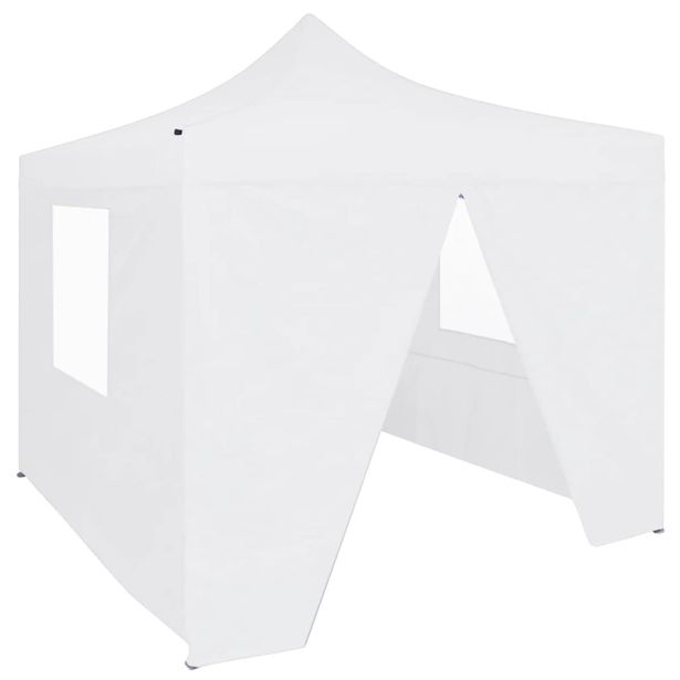 Juhlateltta kokoontaittuva, 4 sivuseinää, 2x2m, teräs, valkoinen