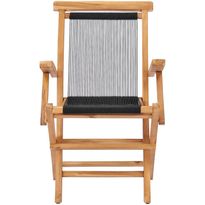 Kokoontaitettavat puutarhatuolit 2 kpl, 56x62x90 cm, täysi tiikki ja köysi