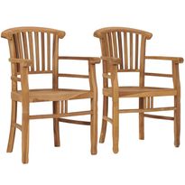 Puutarhatuolit 2 kpl, 61x53x95 cm, täysi tiikki