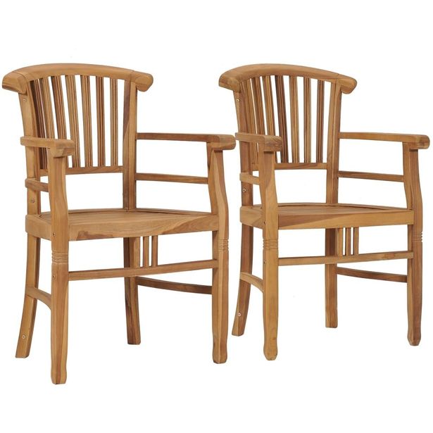 Puutarhatuolit 2 kpl, 61x53x95 cm, täysi tiikki