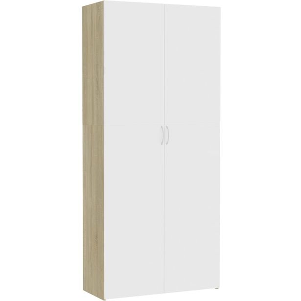 Säilytyskaappi valkoinen/sonoma tammi 80x35,5x180cm_1