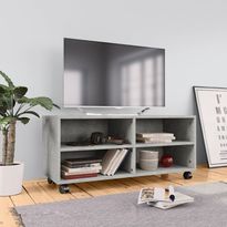 Tv-taso rullapyörillä betoninharmaa 90x35x35 cm lastulevy