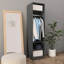Vaatekaappi korkeakiilto harmaa 50cm, lastulevy