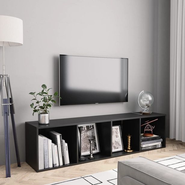 Kirjahylly/tv-taso musta 143x30x36 cm_1
