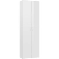Toimistokaappi, korkeakiilto valkoinen, 60x32x190 cm, lastulevy