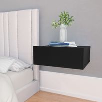 Kelluva yöpöytä musta 40x30x15 cm lastulevy