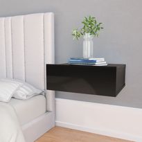 Kelluva yöpöytä korkeakiilto musta 40x30x15 cm lastulevy