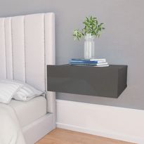 Kelluva yöpöytä korkeakiilto harmaa 40x30x15 cm lastulevy