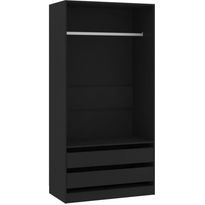 Vaatekaappi, 100cm, musta, lastulevy