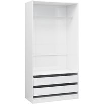 Vaatekaappi, 100cm, lastulevy, korkeakiilto valkoinen