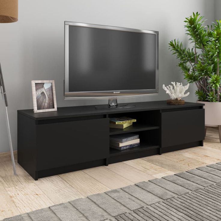 Tv-taso musta 140x40x35,5 cm lastulevy_1