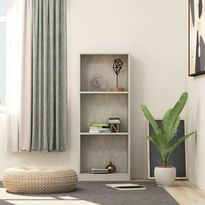 3-tasoinen kirjahylly betoninharmaa 40x24x108 cm lastulevy