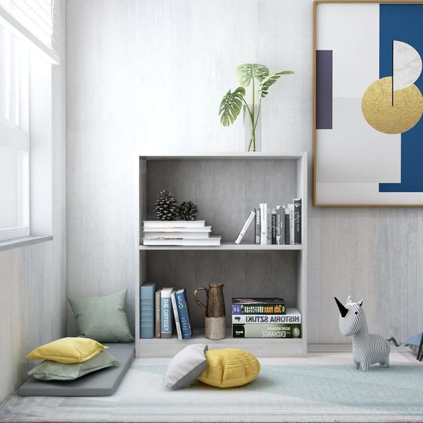 Kirjahylly betoninharmaa 60x24x74,5 cm lastulevy_1