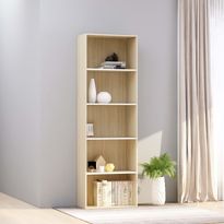 5-tasoinen kirjahylly sonoma-tammi 60x30x189cm lastulevy
