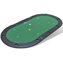 Kokoontaitettava pokeripöytätaso, 10-pelaajalle, vihreä