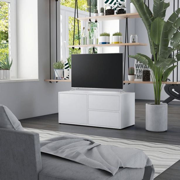 Tv-taso valkoinen 80x34x36 cm lastulevy_1