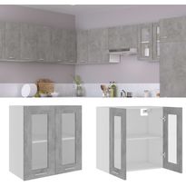 Seinäkaappi lasilla betoninharmaa 60x31x60 cm lastulevy