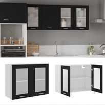 Seinäkaappi lasilla musta 80x31x60 cm lastulevy