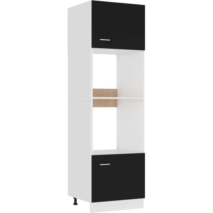 Mikroaaltouunin kaappi musta 60x57x207 cm lastulevy_1