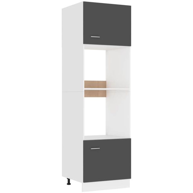 Mikroaaltouunin kaappi harmaa 60x57x207 cm lastulevy_1