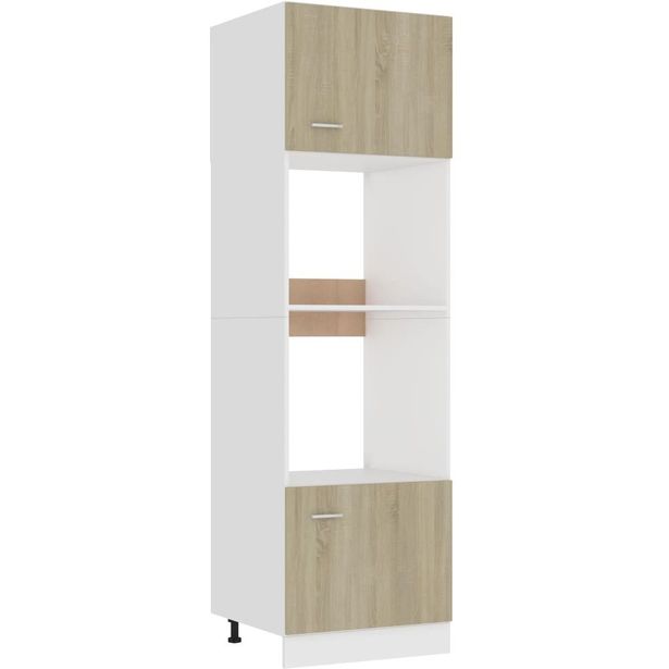 Mikroaaltouunin kaappi sonoma-tammi 60x57x207 cm lastulevy_1