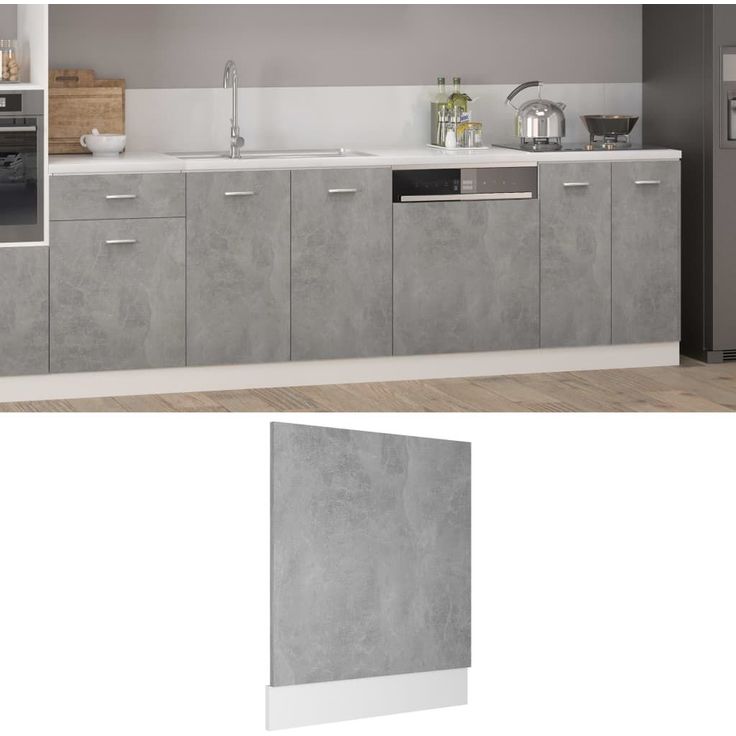 Astianpesukoneen paneeli betoninharmaa 59,5x3x67cm lastulevy_1