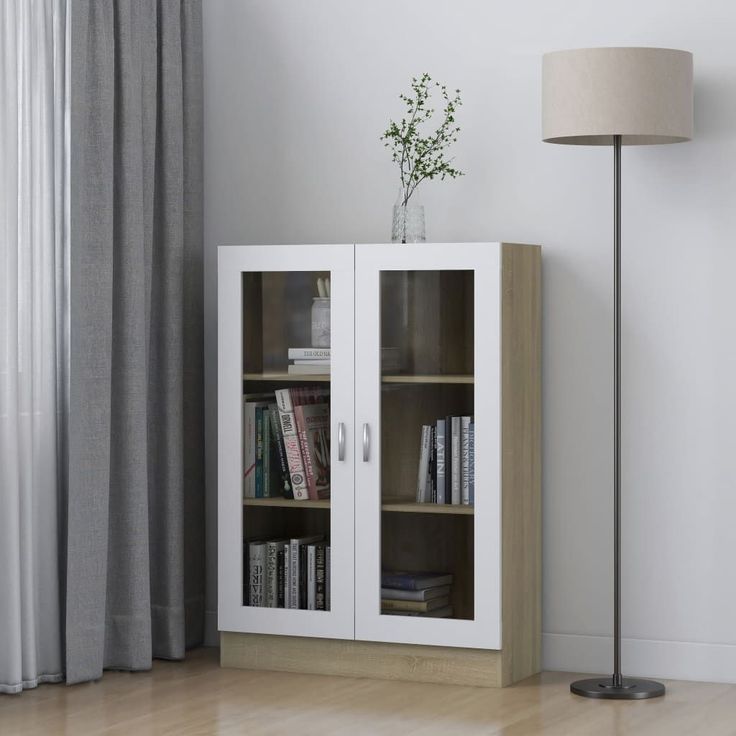 Vitriinikaappi valk. ja sonoma-tammi 82,5x30,5x115 cm_1