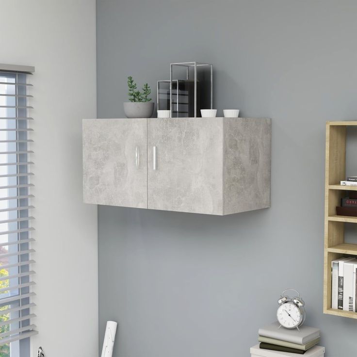 Seinäkaappi betoninharmaa 80x39x40 cm lastulevy_1