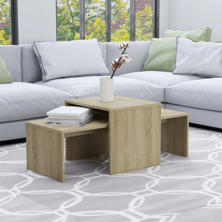 Sohvapöytäsarja sonoma-tammi 100x48x40 cm lastulevy_1