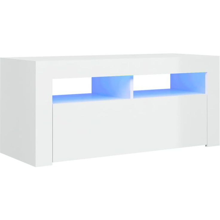 TV-taso LED-valoilla, korkeakiilto valkoinen, 90x35x40 cm