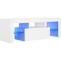 TV-taso LED-valoilla, valkoinen, 120x35x40 cm