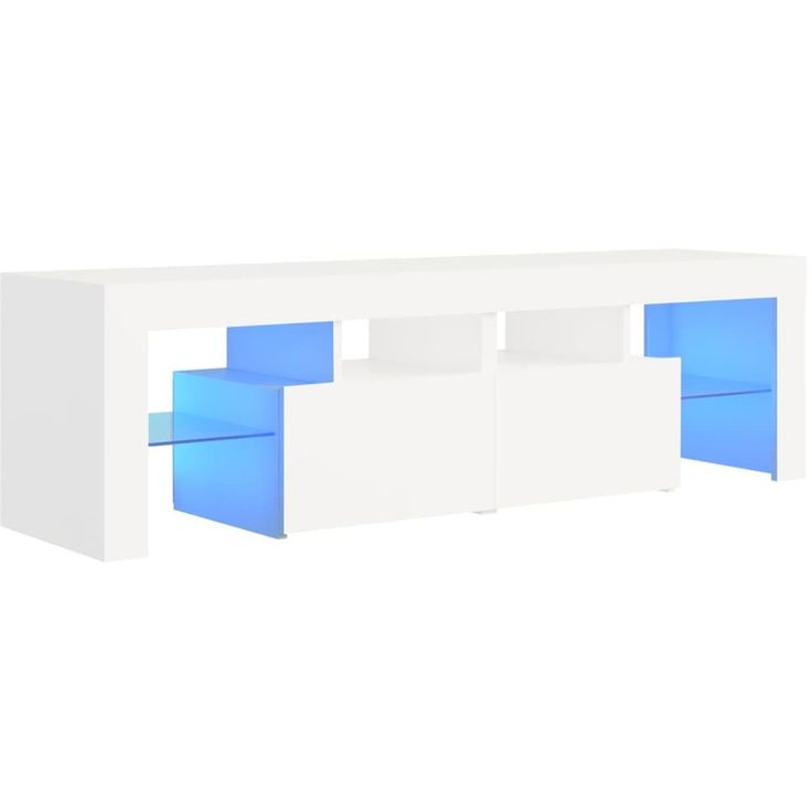 TV-taso LED-valoilla, valkoinen, 140x35x40 cm