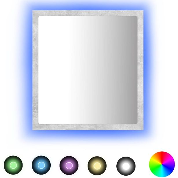 LED-kylpyhuonepeili, betoninharmaa 40x8,5x37 cm, lastulevy