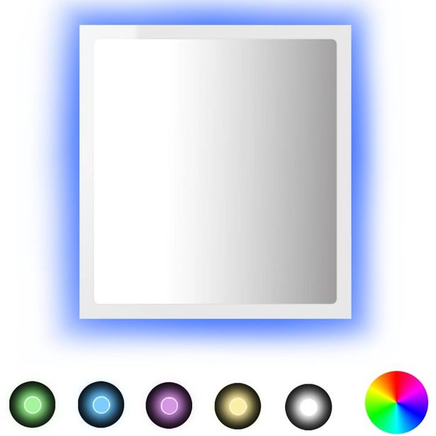 LED-kylpyhuonepeili, korkeakiilto valk. 40x8,5x37 cm, lastulevy