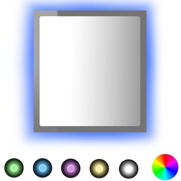 LED-kylpyhuonepeili, korkeakiilto harmaa 40x8,5x37 cm, lastulevy