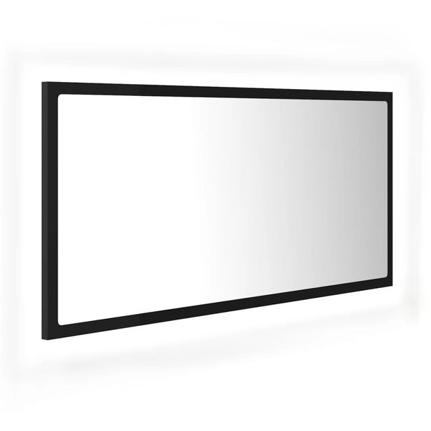 Kylpyhuonepeili LED, musta, 90x8,5x37 cm lastulevy